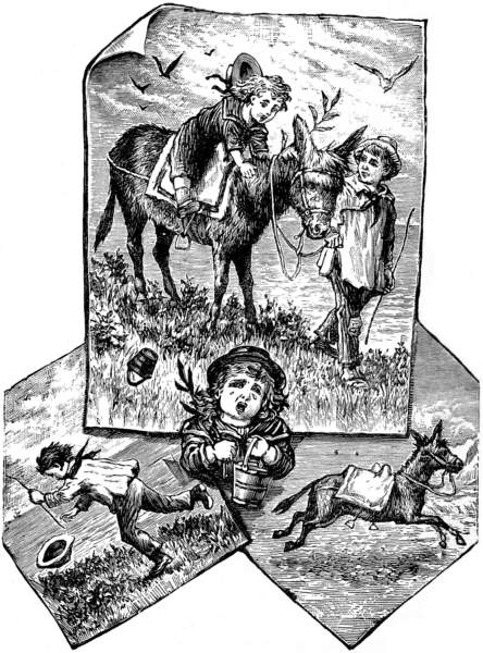 A few picutres showing what happened
when two children went for a ride on a pony.