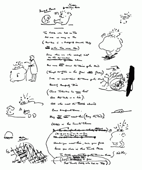 Hand-written note with drawings.