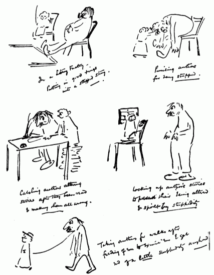 Hand-written note with drawings.