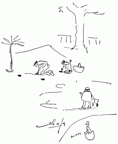 Hand-written note with drawings.